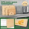 Wood Cutting Board with Holder - Bamboo Cutting Board Set of 3, Bamboo Cutting Boards with Groove, Cutting Boards for Kitchen, Meat, Veggies - Image 3