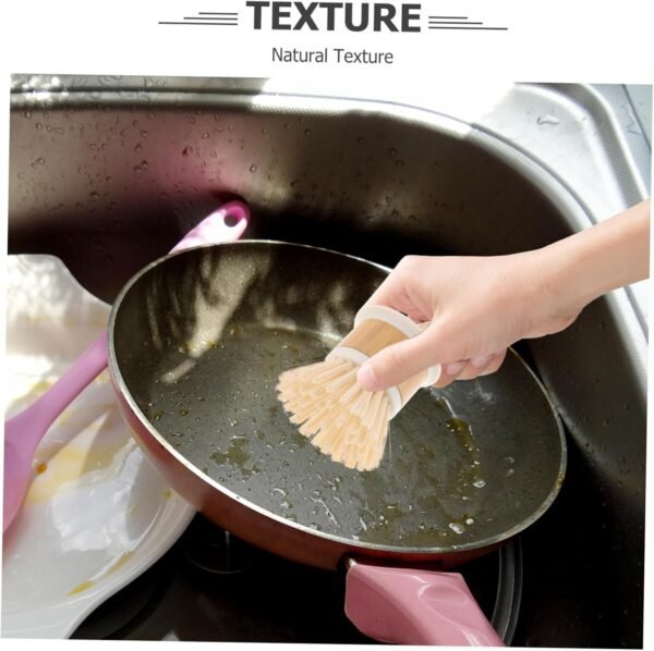 Dish Scrub Brush For Kitchen Sink Natural Washing Dish Brush Scrubber For Household Cleaning Cast Iron Brush Pots Pans And Vegetable White - Image 3