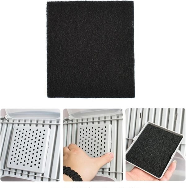 Eagles Square Compost Bin Filters, (6PCS, 4.7" x 4.7" x 0.4") Charcoal Filters for Kitchen Compost Bin Pail, Square Activated Carbon Filter Bio Bucket Filter for Compost Bin Universal Size - Image 5