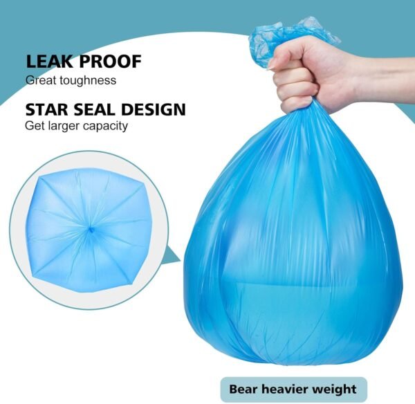 Compostable Trash Bags 4 Gallon 200 Packs,AYOTEE Biodegradable Trash Bags,Blue Recycle Bags,No leak Small Trash Bags,Small Garbage Bags 4 Gallon Trash Bags Unscented,4-6 Gal Bathroom Trash Bags - Image 8
