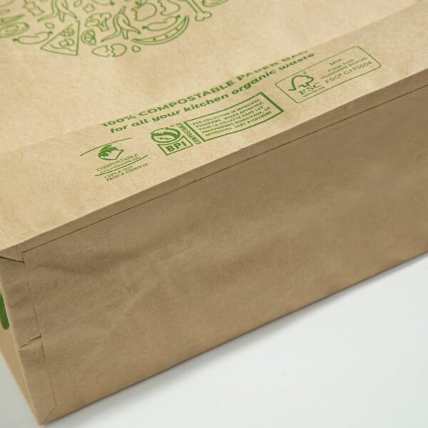 Hytrend-Kitchen Food Waste Bag-35 Bags-%100 Compostable paper Bag - Leak Resistant Liner - Plastic Free - Small-Certified by BNQ and BPI - Image 3