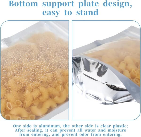 100 Pack 7 x 10 Inch Stand Up Pouch Bags with Resealable Lock Seal Zipper Clear Front Aluminium Foil Back Mylar Bags Reusable Food Storage Bags for Multipurpose - Image 4