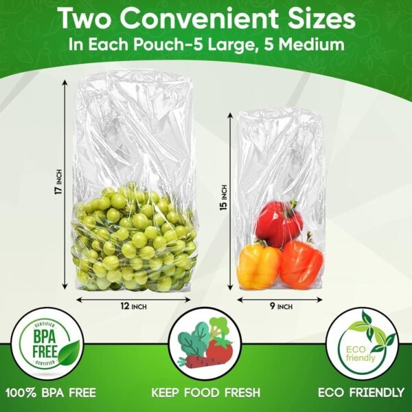 30-Pack (15M, 15L) - Reusable Produce Bags For Refrigerator, Keeps Fruits, Vegetables & Herbs Fresh Longer, Reusable Vegetable Bags with Twist-Ties, Extend Shelf Life - Image 6