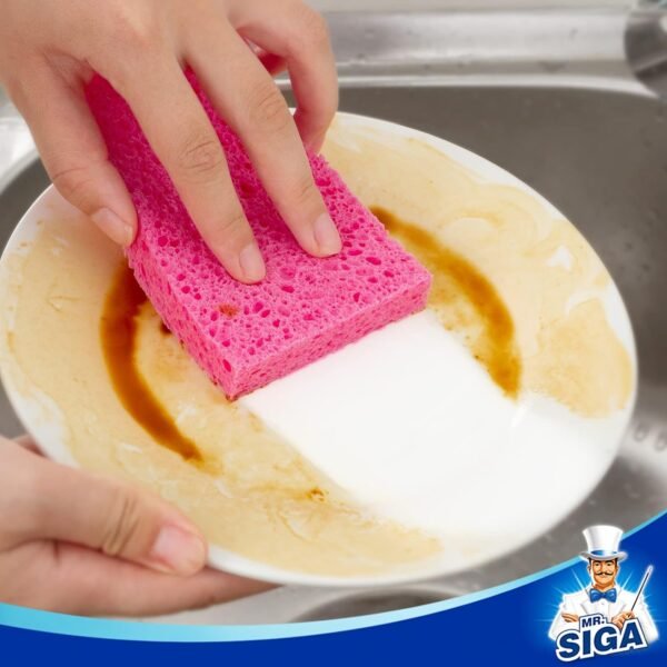 MR.SIGA Scrub Sponges, Non-Scratch Sponges for Dishes, Kitchen Sponge Dish Scrubber, 12 Pack - Image 6