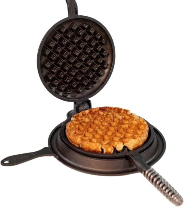 Great Belgian Waffle Iron Pre-Seasoned, PFOA/PTFE Free, Made In USA | Vintage Inspired, 7 inch Stovetop Waffle Iron | Perfect holiday gift - Image 2