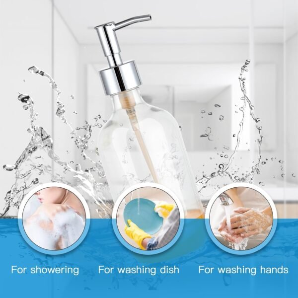 Gappo Soap Dispenser Set, 16.9 Oz Plastic Dish Bottle with Stainless Steel Pump, 2 Pack Hand Kitchen and Bathroom Soap Dispenser with 6 Waterproof Lables, Clear - Image 5