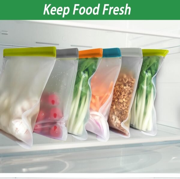 24 Pack Reusable Freezer Bags, Food Storage Bags, Reusable Bags BPA Free, Leakproof Extra Thick for Traveling & Household Same as Reusable Ziploc Bags (8 Gallon+8 Snack+8 Sandwich Bags) - Image 3