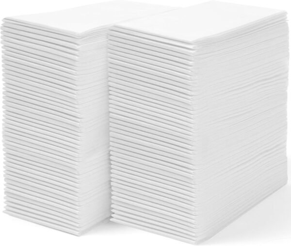 100 Disposable Linen Feel Guest Towels - Paper Hand Towels for Bathroom - Cloth Like White Paper Towel - Cocktail Hand Napkins - Highly Absorbent, Soft Fancy Guest Hand Towels 12" X 17" (Pack Of 100)