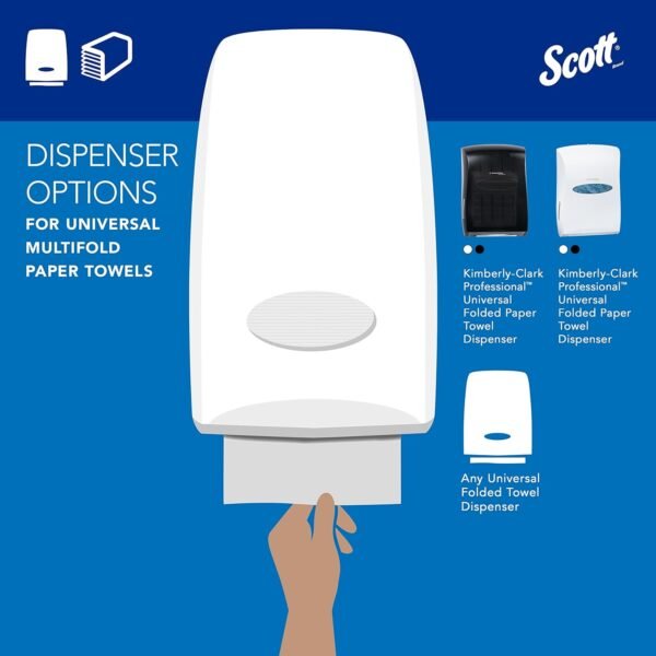 Scott® Multifold Narrow Width Paper Towels, Bulk (37490), with Absorbency Pockets, 8.0" x 9.4" sheets, White, Compact Case for Easy Storage (250 Sheets/Pack, 16 Packs/Case, 4,000 Sheets/Case) - Image 3