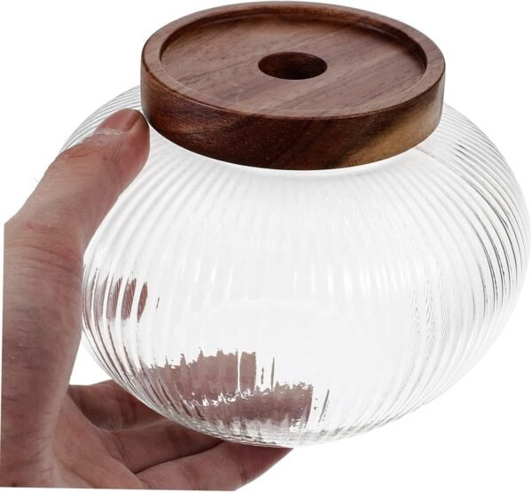 Luxshiny Glass Jar Airtight Container Storage Containers with Lids Dishwasher Cookie Jar Clear Jar with Lid Food Storage Containers Bell Jar Laundry Container Dryer Container House Wood - Image 7
