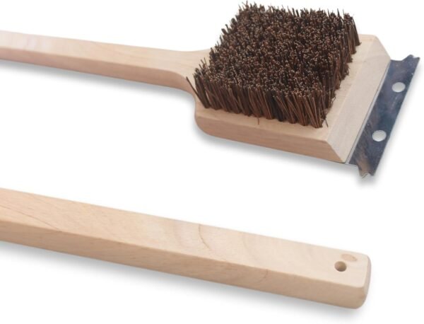 Deluxe Large Wood BBQ Brush Palmyra Bristles (Safe-Contains No Metal Bristles), Beige - Image 4
