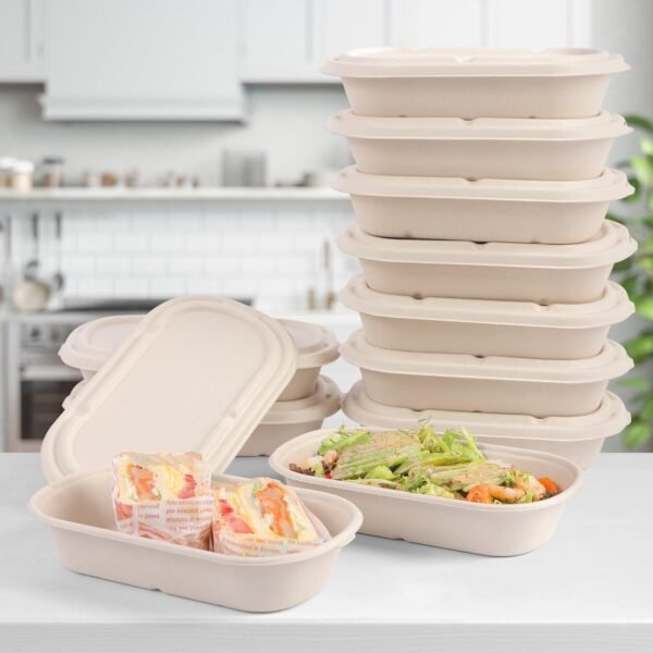 60Pcs(29oz) Disposable Meal Prep Lunch Food Takeout Salads Sandwiches Bowls Containers with Lids,Compostable Biodegradable to go Food Microwavable Freezer Safe Containers for Party Camp out. - Image 4
