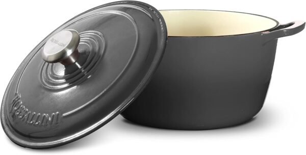 Signature Enameled Cast Iron Dutch Oven, Non-Stick Serving Pot with Tight Fitting Lid for Perfect Roasting, Baking, Sauteing, and Bread Making | 5.5Q (5.2L) - Oyster Grey - Image 4