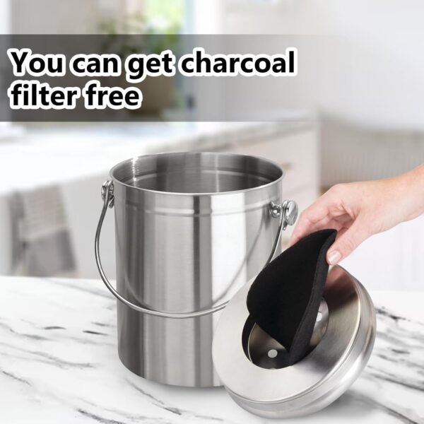 Charcoal Filters for Kitchen Compost Bin, 6 Pack Compost Filters for Countertop Bin Pail Replacement, Activated Charcoal Home Bucket Refill Sets, Round 6.7 Inch - Image 7