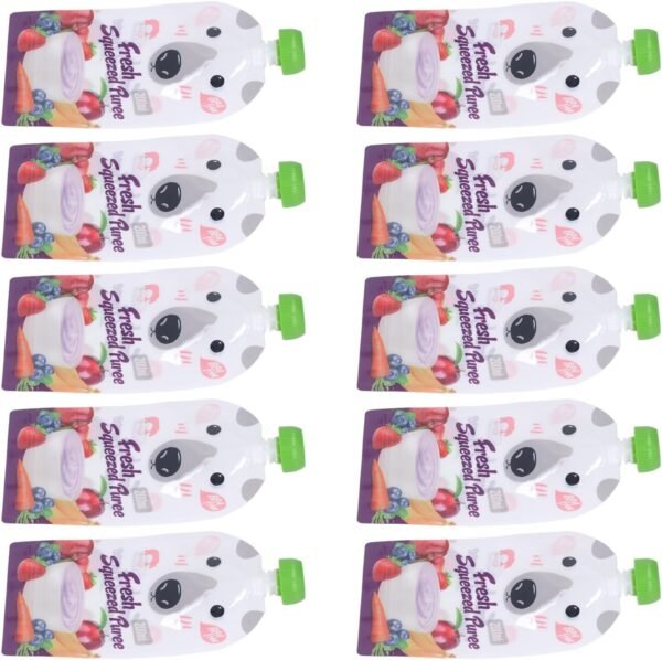 Reusable Food Pouch Portable Squeeze Baby Food Storage Bag 10 Pcs 200ml Refillable for Fruit Puree Reusable Food Pouch Baby Food Storage Bag Squeeze Baby Food Refillable Storage - Image 4