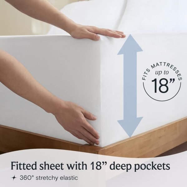 LuxClub 6 PC King Size Sheet Set Bed Sheets Deep Pockets 18" Eco Friendly Wrinkle Free Cooling Bed Sheets Machine Washable Hotel Bedding Silky Soft - White King - Image 5