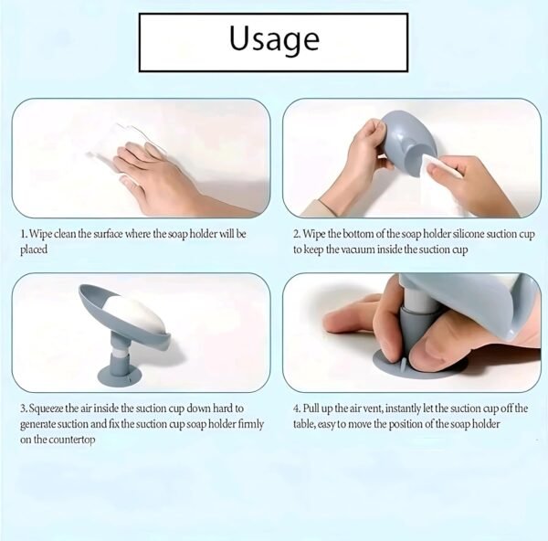 Self-Draining Soap Dish Holder with Suction Cup – Anti-Slip, Easy Clean Soap Holder for Shower, Bathroom & Kitchen Sink - Image 5