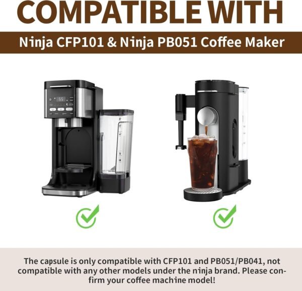 2 Pack Reusable Pods for Ninja Dual Brew Coffee Maker, Stainless Steel Reusable K Pod Permanent K Cups Filters Coffee Accessories Compatible with Ninja CFP101 & Ninja PB051 Coffee Maker - Image 2