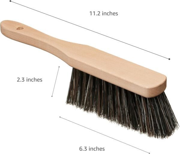 11.2" Hand Broom Soft Bristles Cleaning Brush, Dusting Brush with Wooden Handle, Handheld Car Broom, Small Counter Dust Brush, Bench Brush, Clothes Brush - Image 2
