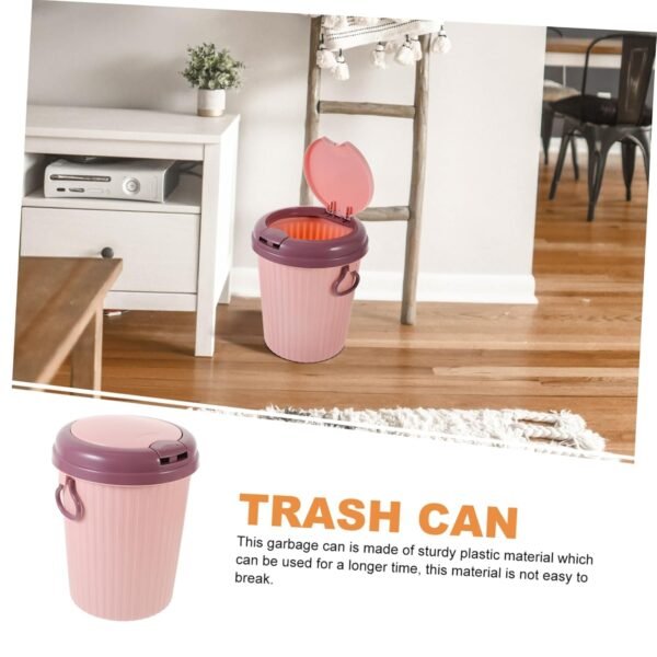 Kitchen Trash Can Washroom Compost Bin Kitchen Garbage Mini Bins Pop Square Dustbin Rubbish Bin Waste Paper Bin Dual Trash Can Bucket with Lid Washing Dryer Foldable Pink Plastic - Image 3