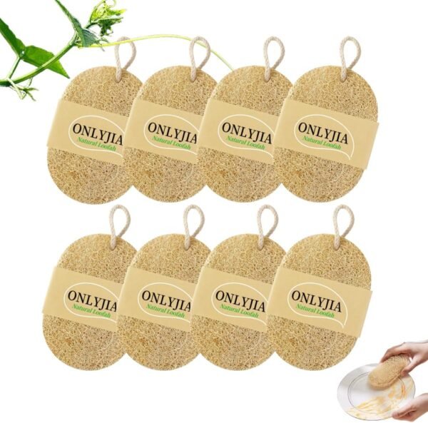 Natural Loofah Dish Sponges,Kitchen Dishwashing Brush Individually Wrapped 8-Piece Set,Suitable for Kitchen Cleaning and Bathroom Cleaning, Plant-Based Dish Scrubber,Eco Friendly Sponges