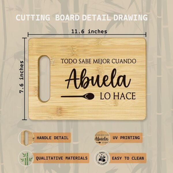 Abuela Cutting Boards for Kitchen, Grandma Bamboo Cutting Board, Todo Sabe Mejor Cuando Abuela Lo Hace Decorative Cutting Board, Abuela Gifts, Gifts for Abuela, Abuela Gifts in Spanish - Image 7