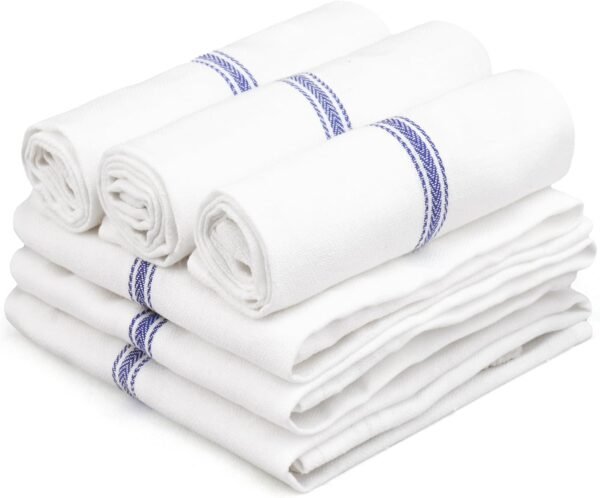TEXAS LINEN CO. Kitchen Towels Set - 100% Cotton Dish Towels for Kitchen - Pack of 12 Super Absorbent Kitchen Hand Towel - Blue Tea Towels - Quick Dry & Soft Durable Dish Cloths - 15”x25”, Blue Stripe - Image 9