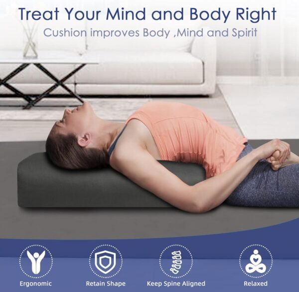 Organic Buckwheat Bolster (24X10.5X5.5 in) Yoga Bolster Supportive Yoga Cushion for Restorative Yoga Accessories Rectangular Meditation Pillow 100% Cotton Cover Yoga Pillow - Image 5