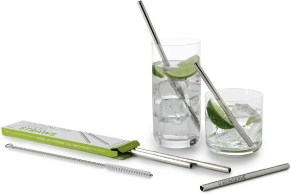 U-Konserve Stainless Steel Straws 8.5" (Set of 2) - Metal Straws - Reusable Drinking Straws - Dishwasher Safe - Eco Friendly, Plastic Free and BPA Free - Image 6