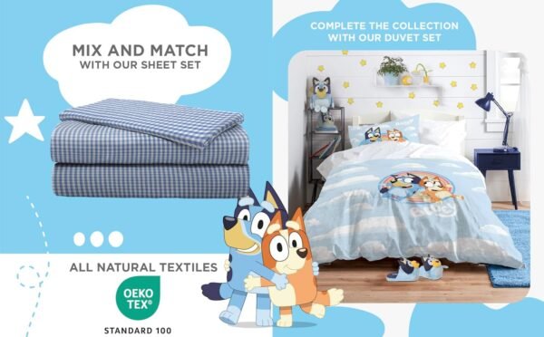 Bluey and Bingo Rainbow Clouds 2 Pack Reversible Pillowcase - 100% Organic Cotton Double Sided Pillow Cover - GOTS & Oeko-TEX Certified - Image 6