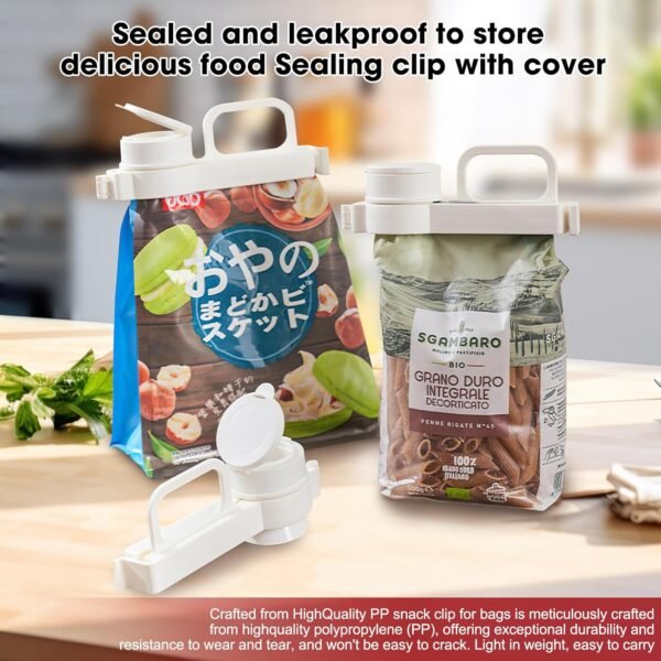 2PCS Food Bag Sealing Clip with Pour Spout, Bag Clips for Food Storage, Reusable Plastic Cap Sealer Clips, Suitable for Food, Liquid,Flour and Baby Food Storage Organizer - Image 7