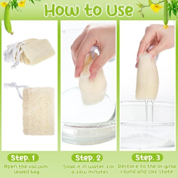 9 Pack 4”Natural Loofah Sponge Small Size Natural Organic Loofah for Kitchen Cleaning Dishes Toddler Exfoliating Skin Care Body Scrubber - Image 4