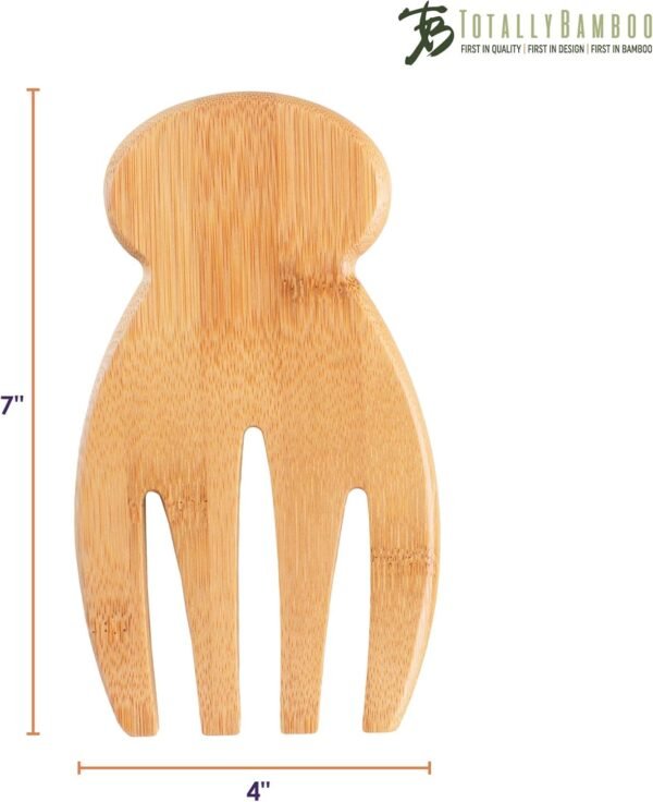 Totally Bamboo Salad Hands, Set of 2 Bamboo Wood Salad Servers, Great for Tossing and Serving Salad, Pasta and More - Image 8