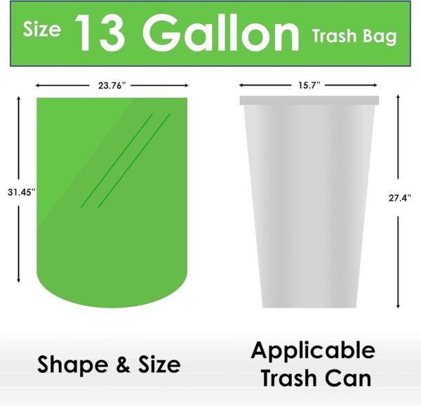 Cacus 100% Compostable Trash Bags, 13 Gallon/49.2L, 80 Count, Heavy Duty 0.90 Mils Thickness, Tall Kitchen Trash Bags, Food Waste Bags, US BPI ASTM D6400 and Europe OK Compost Home Certified - Image 6