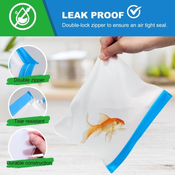 8 Pack Gallon Freezer Bags, Reusable Food Storage Silicone Bags Reusable Food Storage Bags, Large Zip Lock Bags Gallon, Lunch Home Fridge Kitchen Organization and Storage Meal Prep Freezer Containers - Image 4