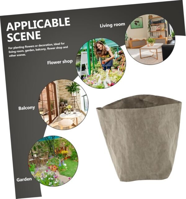 Kraft Paper Flowerpot Potato Lids Reusable Fruits Bag Food Washable Kraft Paper Storage Bag Cellophane Pantry Vegetable Pouch Instant Grow Bag Kitchen Planter Plants Pots Nut Grey - Image 8