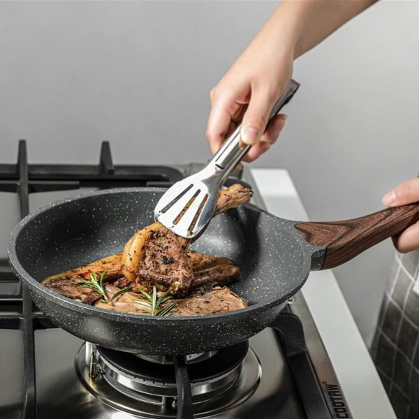 SENSARTE Nonstick Frying Pan Skillets, Swiss Granite Coating Omelette Pans, Healthy Cookware Chef's Pan, PFOA Free(9.5+11+12.5 Inch) - Image 9