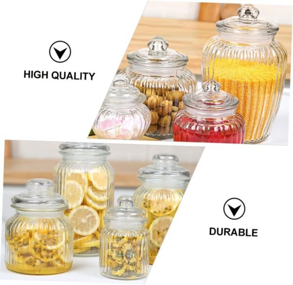 Cabilock 4pcs Glass Bottle with Lid Canister Food Storage Containers with Lids Airtight Clear Bins Storage Organization Tray Cups Pet Labels Honey Container Glass Tea Container Transparent - Image 3