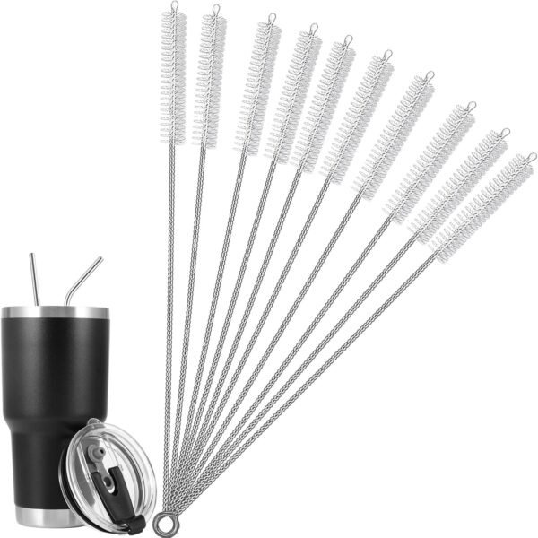 Rotema Straw Cleaning Brush, Everyday Household Straw Cleaner, Stainless Steel Straw Brush, Extra Long Straw Cleaning Brush, Straw Brush for Cleaning Straws(Pack of 10, 12inch)