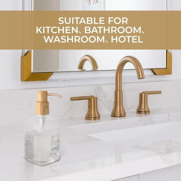 Nellyke 17Oz Glass Liquid Soap Dispenser with Wood Grain Design Pump, Refillable Clear Hand Liquid Soap Dispenser with Embossed Pattern, Glass Dish Dispenser for Bathroom & Kitchen Sink - Image 6