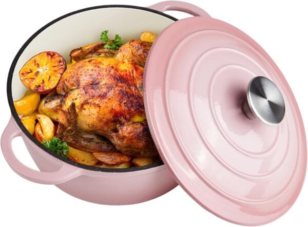 3 Quart Enameled Cast Iron Dutch Oven Pot with Lid, Oven Safe up to 550° F & Dishwasher Safe, Sturdy Dutch Oven Cookware