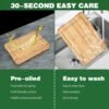 Wood Cutting Board with Holder - Bamboo Cutting Board Set of 3, Bamboo Cutting Boards with Groove, Cutting Boards for Kitchen, Meat, Veggies - Image 5