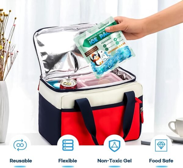5 Packs Reusable Ice Packs for Lunch Boxes - 12+ Hour Cooling Ice Gel Pack for Camping, Beach, Office - Ice Packs for Cooler Bag, Cooler Backpacks - Image 5