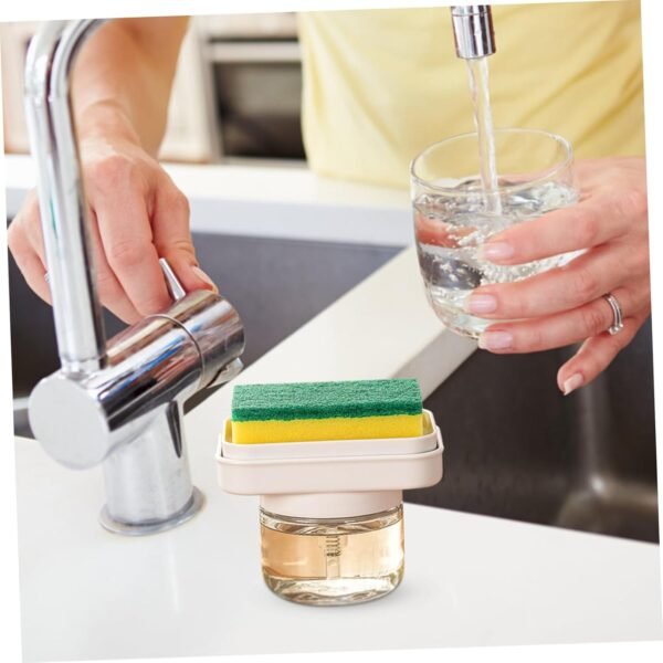 Presser Liquid Dish Soap Dispenser Sink Soap Dispenser Dishwash Sink Strainer Human Faucet Two Automatic Soap Dispenser Double Dispensers Sponge Rinse Drainer Soda Glass - Image 6