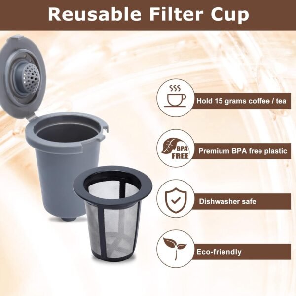 KEEPOW Reusable Filter Cup for Coffee Maker Filter Replacement Parts, Reusable Coffee Filters for Single Serve Coffee Maker for HomeBarista Reusable Filter Cup,1 Pack - Image 3