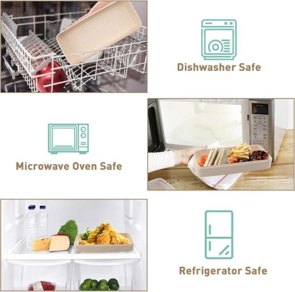Bento Box Japanese Lunch Box Kit Leakproof Bento Lunch Box for Kids Adults Wheat Straw 3 Layer Stackable Lunch Containers with Compartment Eco-Friendly Meal Prep Containers (Beige) - Image 5