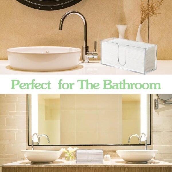 2 Pcs Acrylic Countertop Paper Towel Dispenser, Paper Napkins Dispenser, Folded Paper Towel Dispenser, Suitable for Z-fold, C-fold or MultiFold Trifold Paper Towels for Bathroom Toilet and Kitchen - Image 4