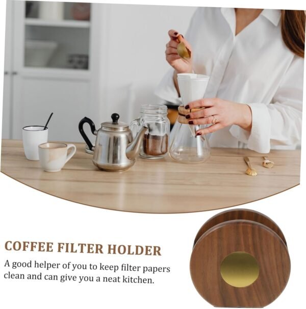 Titanium Plate Coffee Filtering Paper Stand Wood Filter Coffee Grinder Coffee Filter Storage Container - Image 7