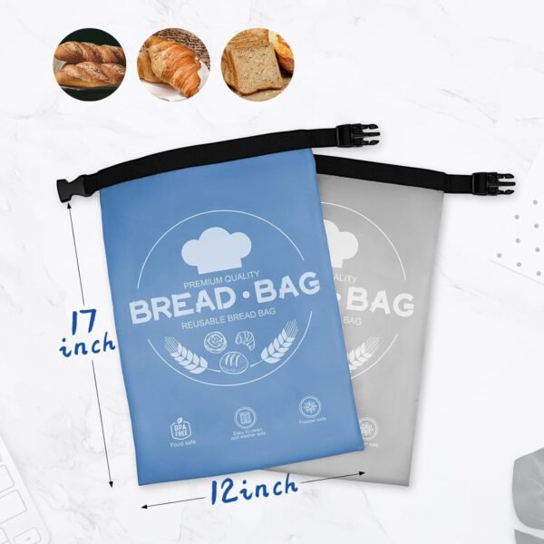 2 Pack Reusable Bread Bags for Homemade Bread with Beeswax Wraps for Food, Sourdough Bread Baking Supplies, Sourdough Bread Bags & Beeswax Wrap for Bread Storage,Grey and Blue - Image 6
