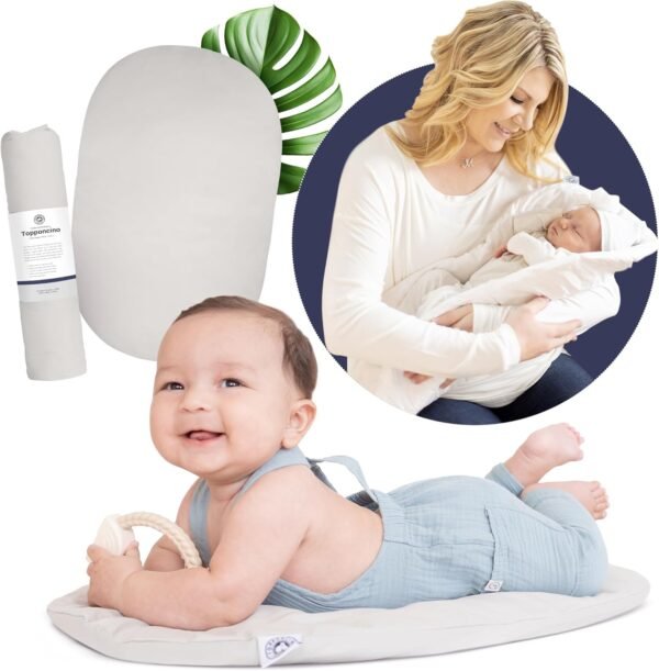 Montessori Baby Topponcino | Multifunctional Authentic Montessori Design | Simple Newborn Holding & Feeding Baby Support Pillow | Clean Infant Tummy Time Mat (Organic, Grey)